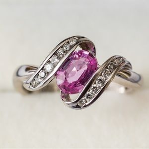 14KT Vivid Pink Sapphire & Diamond Ring